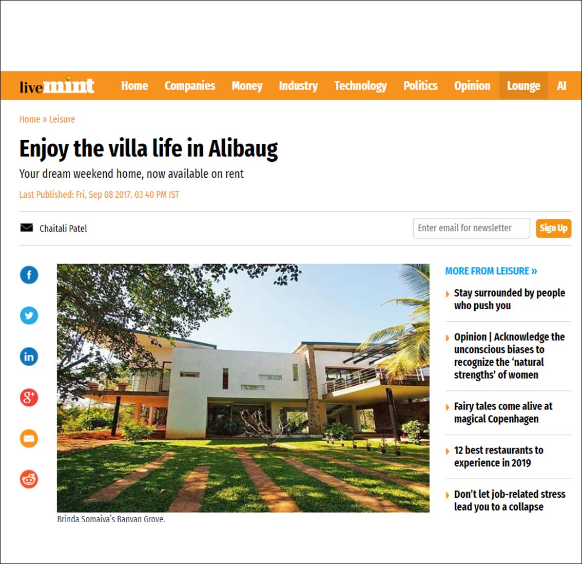 Enjoy the villa life in Alibaug , live mint  - September 2017